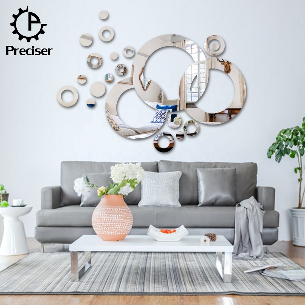 Preciser 3D Acrylic Love Heart Shape DIY Mirror Wall Stickers For Wedding Decor