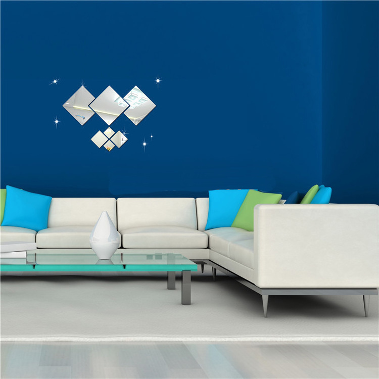 Preciser Home Square Acrylic Mirror Wall Stickers For Living Room