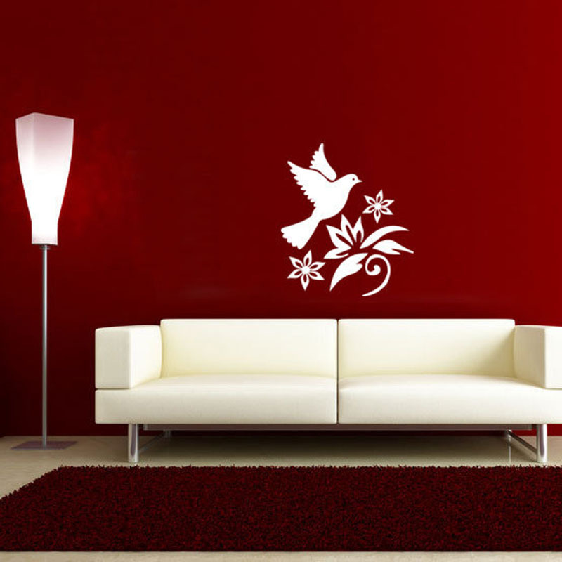 Laser Cutting Birds Flower 3D Home Mirror Wall Stickers Acrylic DIY Sticker