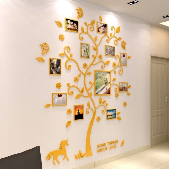 Factory Wholesale High Quality 3D Adhesive Photo Frame Tree Wall Stickers For Office