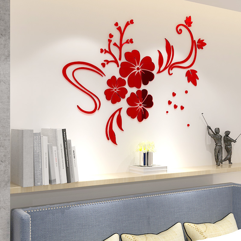 Preciser Large Flower Vine Home Decoration Mirror Effect New Design Wall Stickers