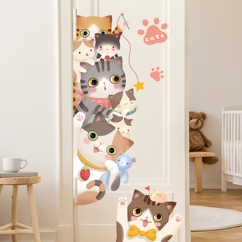 Cartoon Design Cute Cats Wall Sticker DIY Home Wall Decals Kindergarten classroom Wallpaper Decor