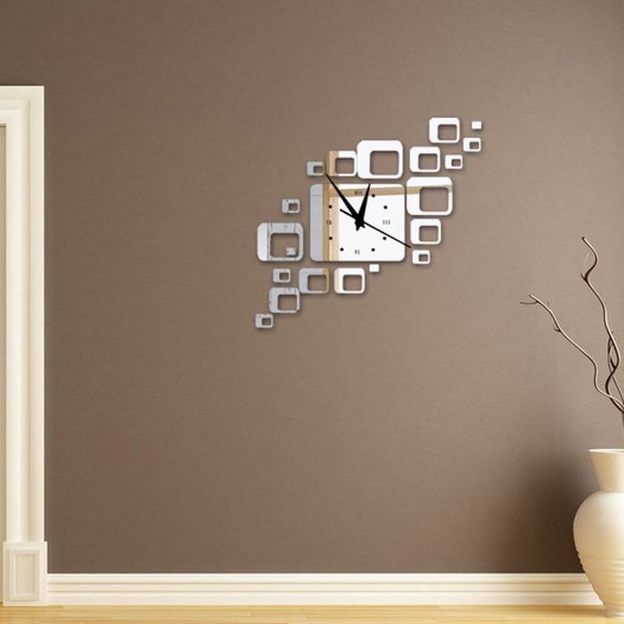 Decal Living Room Mirror Wall Clock Murals Paper DIY Mirror Wall Clock