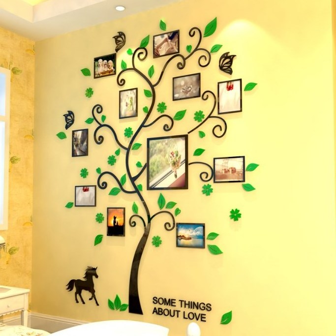 Factory Wholesale High Quality 3D Adhesive Photo Frame Tree Wall Stickers For Office