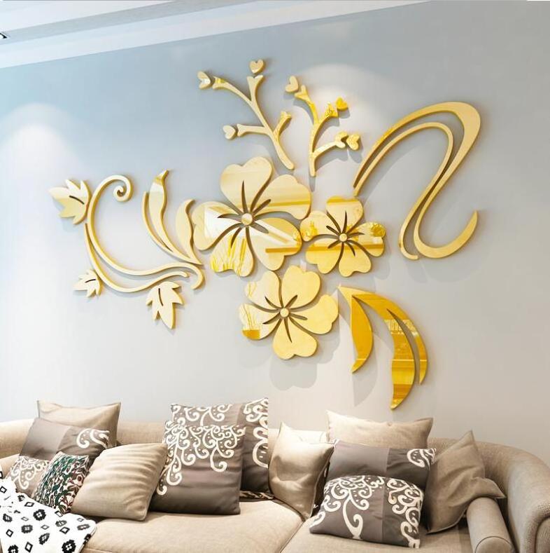 Preciser Large Flower Vine Home Decoration Mirror Effect New Design Wall Stickers