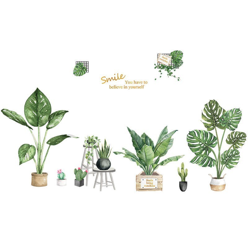 2022 Popular Family Garden Potted Plants 3D Wall Stickers Waterproof Brick For Home Decor