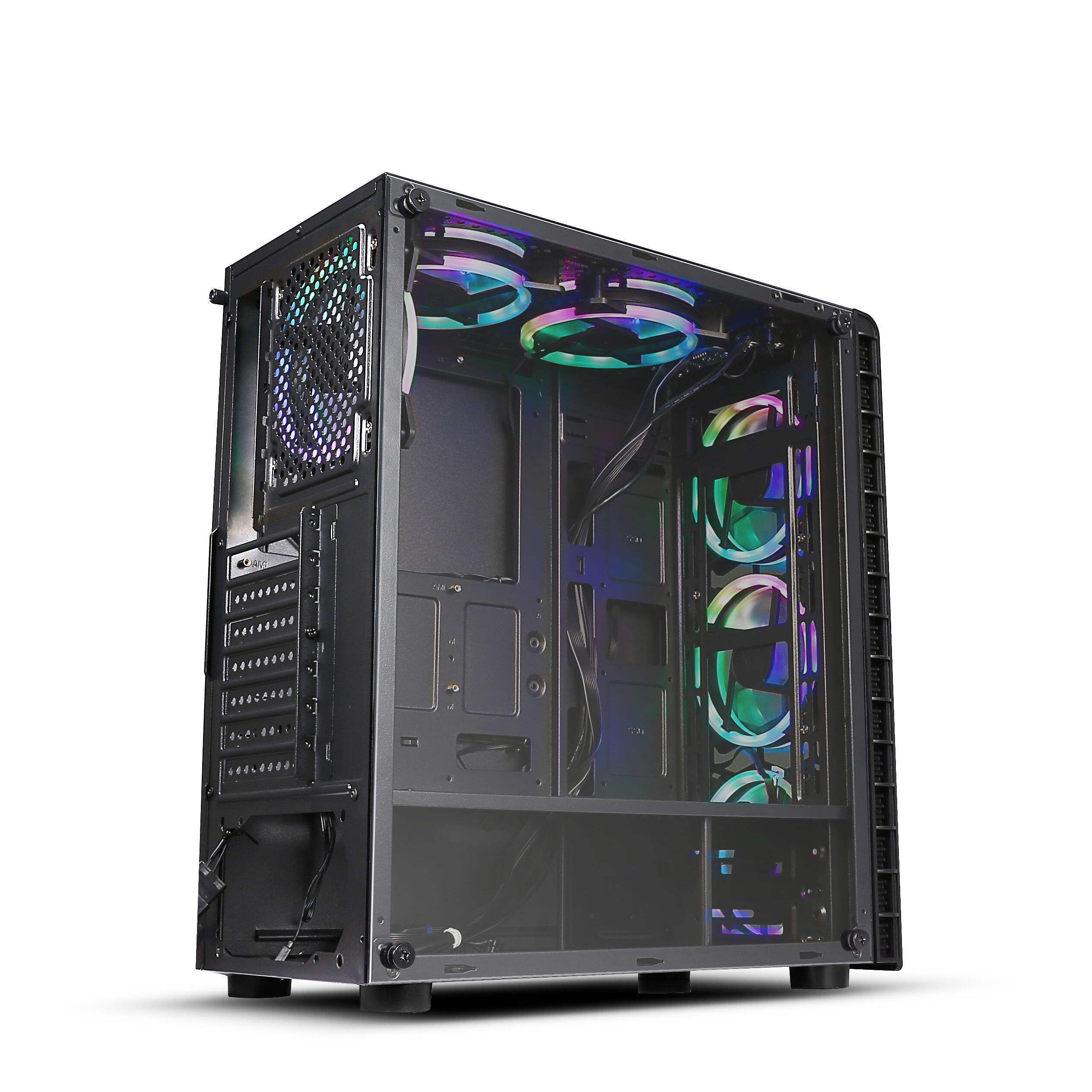 atx pc with fan colourful  plexiglass horizontal cooled  cpu cabinet dustproof gaming Computer Case