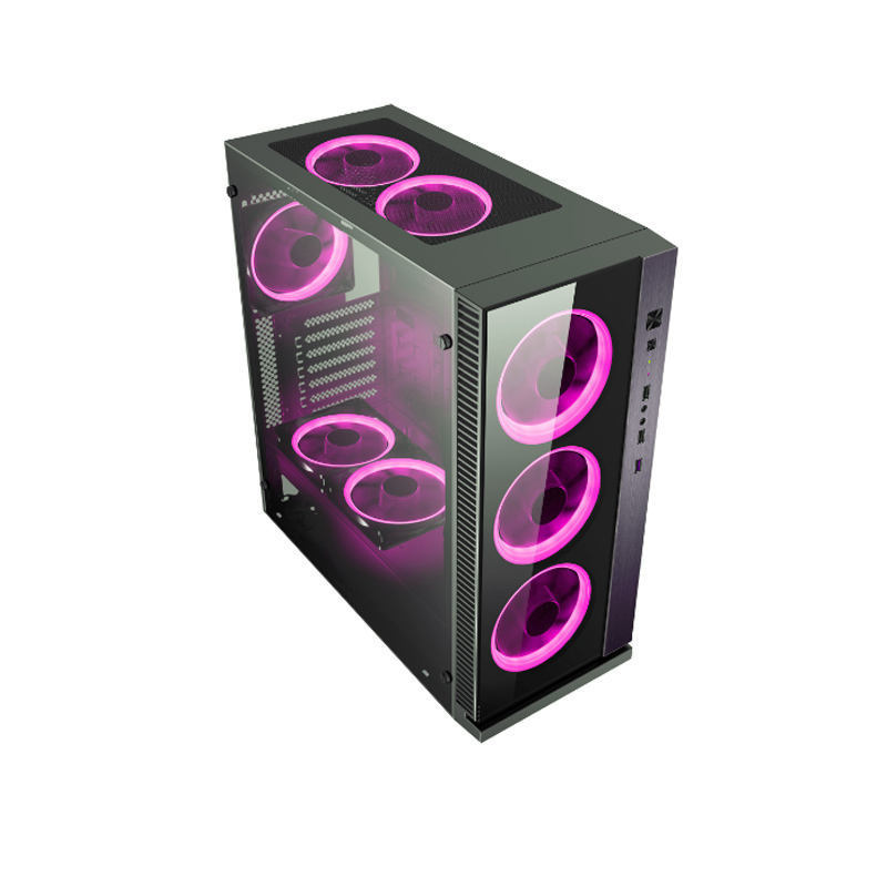 atx pc with fan colourful  plexiglass horizontal cooled  cpu cabinet dustproof gaming Computer Case