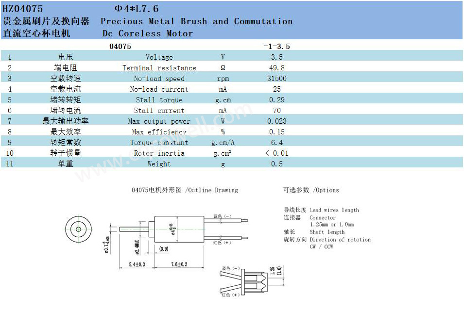 04075 Mini Coreless Dc Drive Motor For Toy Helicopter