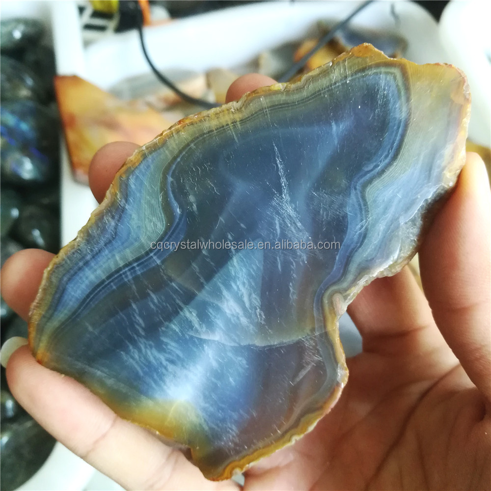 Natural colorful agate stone slice slabs polished tumble crystal stone