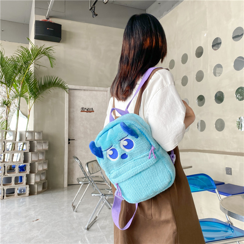 BP100 Girls' Cartoon Fresh Sweet Backpack Plush Zipper Parent-Child Travel Backpack New Trend Outdoor Leisure Cute Hairy Bag