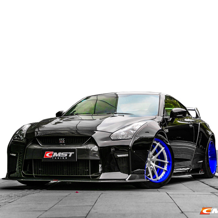 Body kit for nissan gtr r35 front bumper rear bumper wide flare carbon fiber rear diffuser side skirts bonnet trunk spoiler