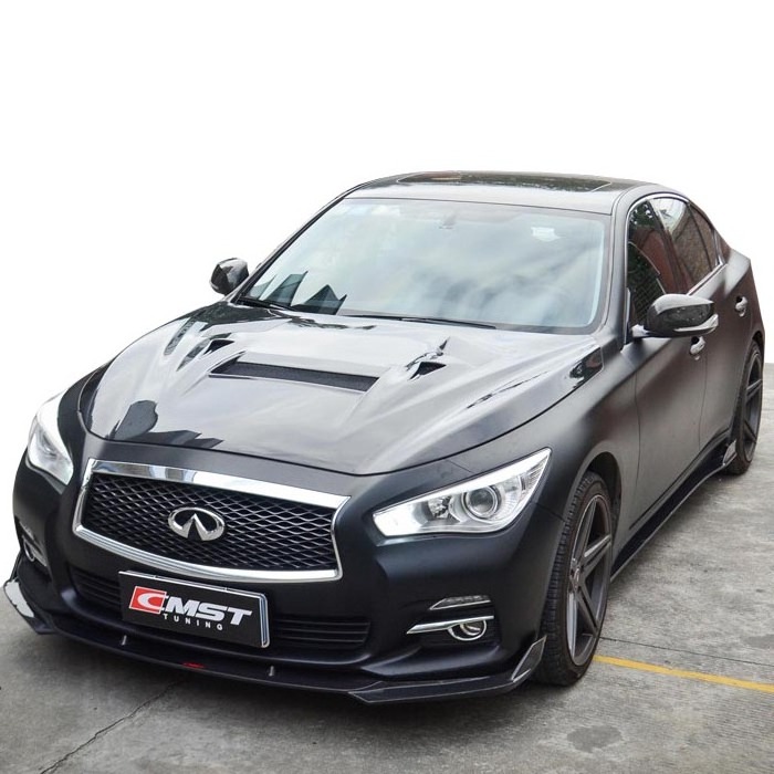 2015-2017 carbon fiber body kit for Infiniti Q50L CMST style front lip rear diffuser side skirts and trunk spoiler hood bonnet