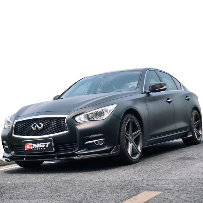 2015-2017 carbon fiber body kit for Infiniti Q50L CMST style front lip rear diffuser side skirts and trunk spoiler hood bonnet