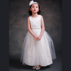 New Arrival White Tulle Pretty Flower Girl Dresses appliques Baby Girl Infant Dress with rhinestone Belt Bow Puffy