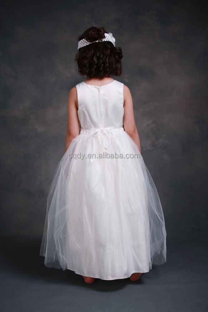 New Arrival White Tulle Pretty Flower Girl Dresses appliques Baby Girl Infant Dress with rhinestone Belt Bow Puffy