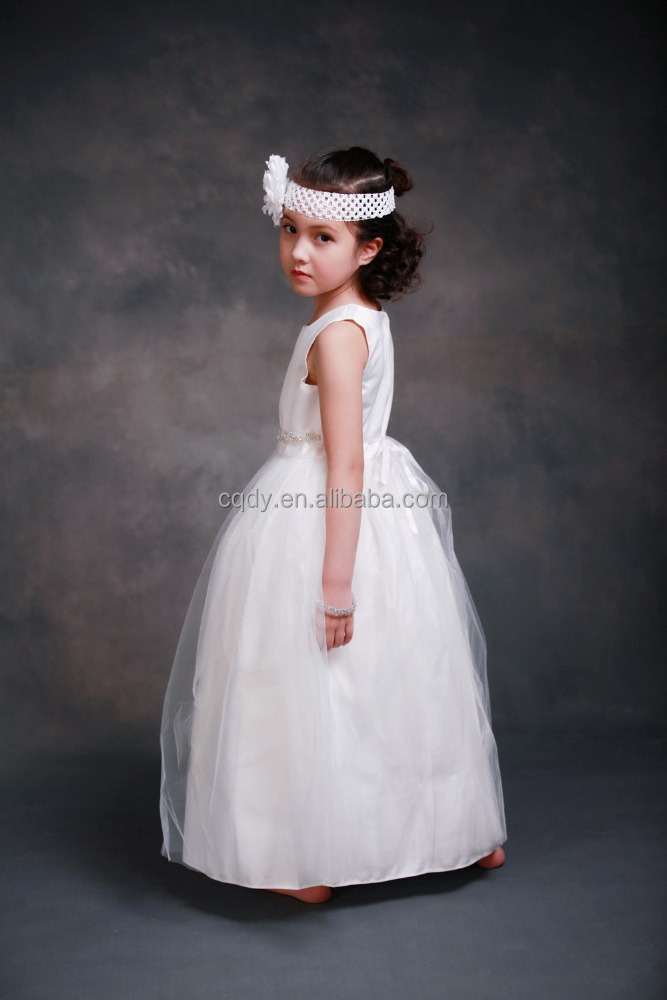 New Arrival White Tulle Pretty Flower Girl Dresses appliques Baby Girl Infant Dress with rhinestone Belt Bow Puffy