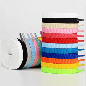 wholesale low moq  COLORS fashion shoe lace 10mm wide polyester flat shoelace