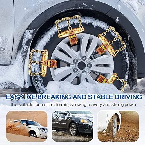 8 Packs Car Snow Chains Emergency Tire Chains with Thickened Manganese Steel for Truck SUV in Snow, Ice, Sand and Mud