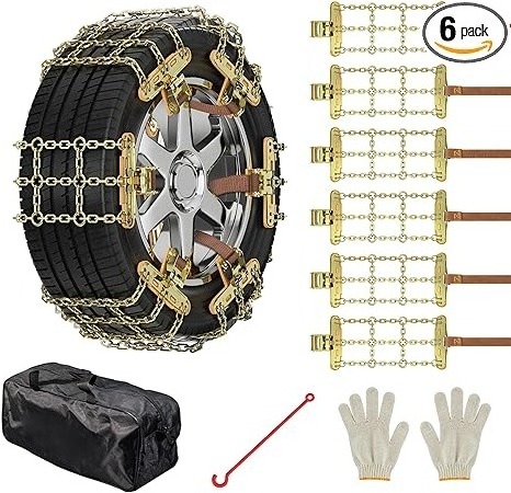 Snow Chains for Car Tire Chains 8pcs Adjustable Durable Universal Anti-skid Tire Chains for Pickup Trucks SUV Tire 165-265mm