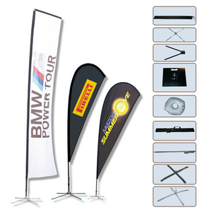 Custom Logo Design Advertising rectangle banner beach square flag tear drop banner with logos and stand