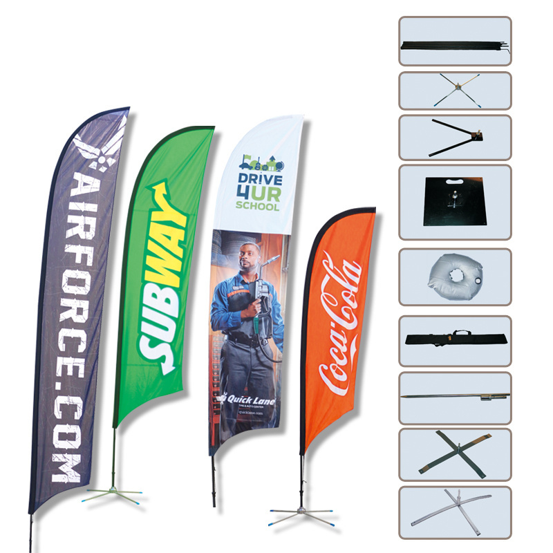 Custom Logo Design Advertising rectangle banner beach square flag tear drop banner with logos and stand