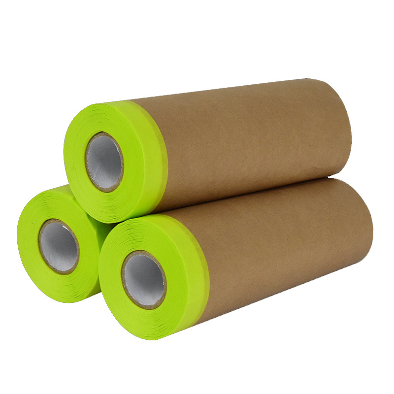 Biodegradable Car Paint Pre Taped Kraft Paper Car Spray Automotive Painting Covering Auto Protective Paint Masking Film