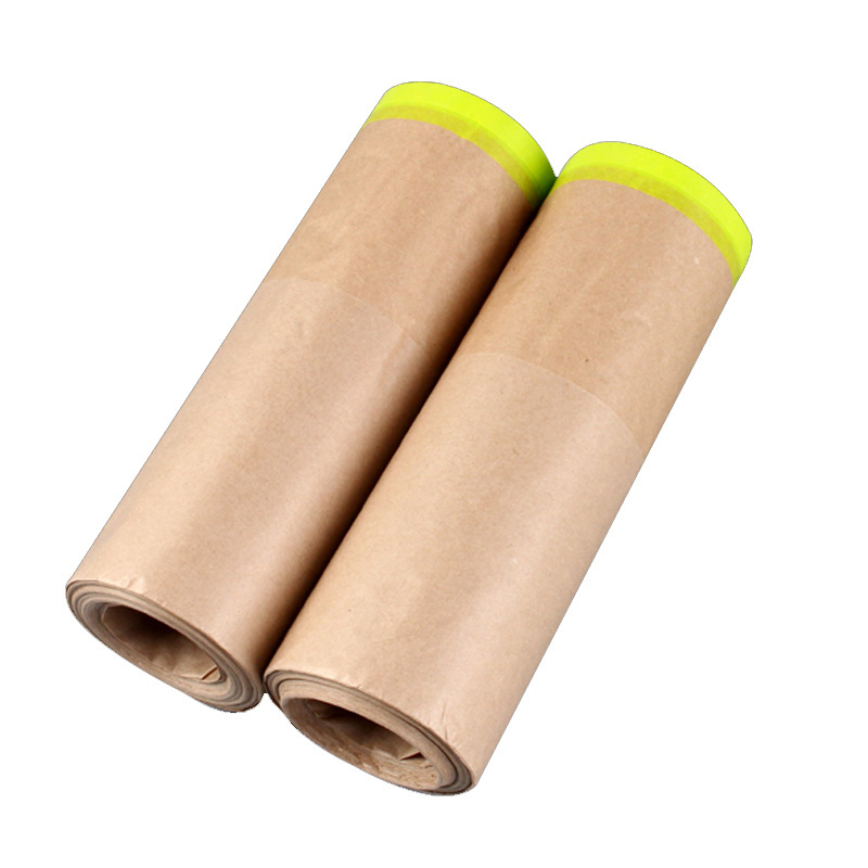 Biodegradable Car Paint Pre Taped Kraft Paper Car Spray Automotive Painting Covering Auto Protective Paint Masking Film