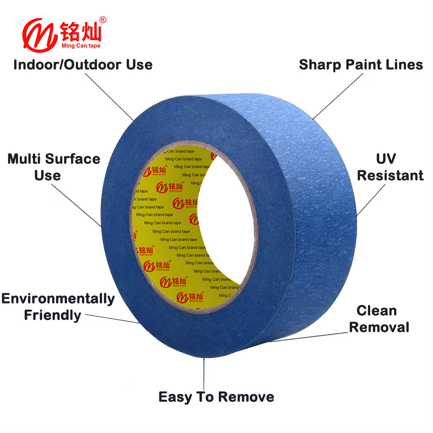 UV Resistance 14 Days No Residue High Adhesive Crepe Paper Painter's Blue Painters Automotive Masking Tape For Painting