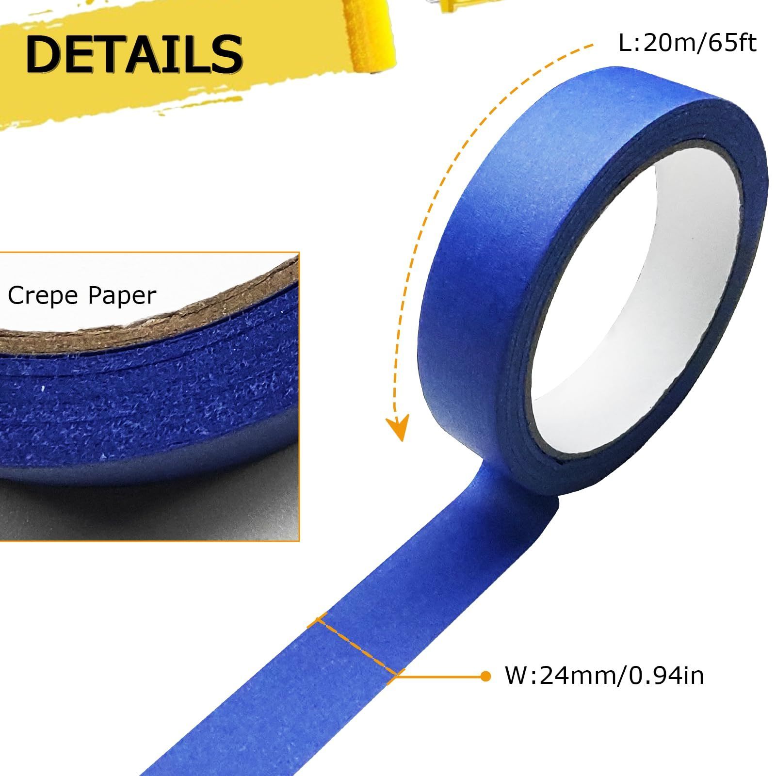 Uv Resistance 14 Days Crepe Paper Tape Masking Tape No Residue Car Automotive Blue Painters Painting Masking Tape For Painting