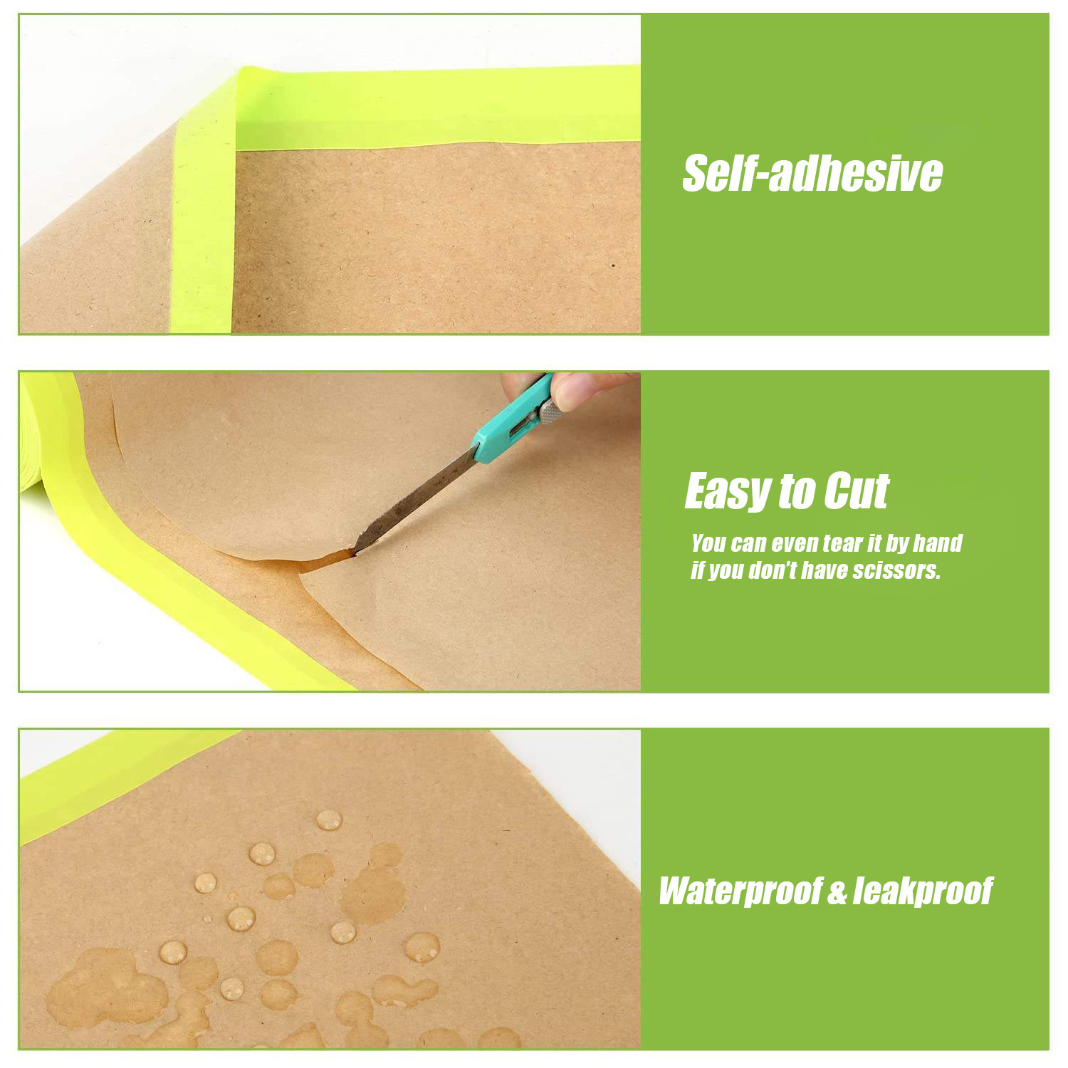 Biodegradable Car Paint Pre Taped Kraft Paper Car Spray Automotive Painting Covering Auto Protective Paint Masking Film