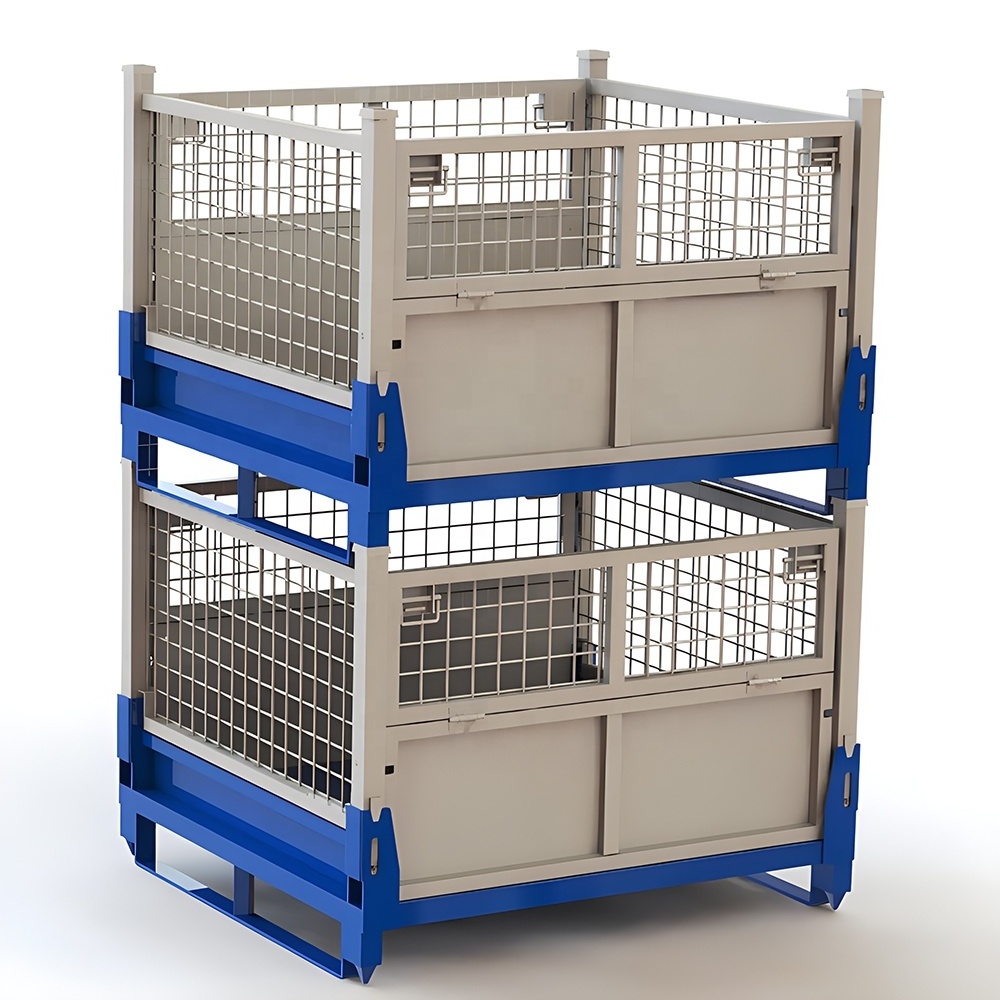 Heavy-Duty Large Storage Boxes Foldable Metal Wire Mesh Storage Cage Stackable Tool Boxes Cargo & Storage Equipment