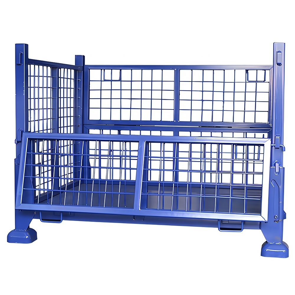 Factory Direct Portable Foldable Turnover Box Collapsible Wire Container with Wire Mesh Cages Stillage Cargo Storage Equipment