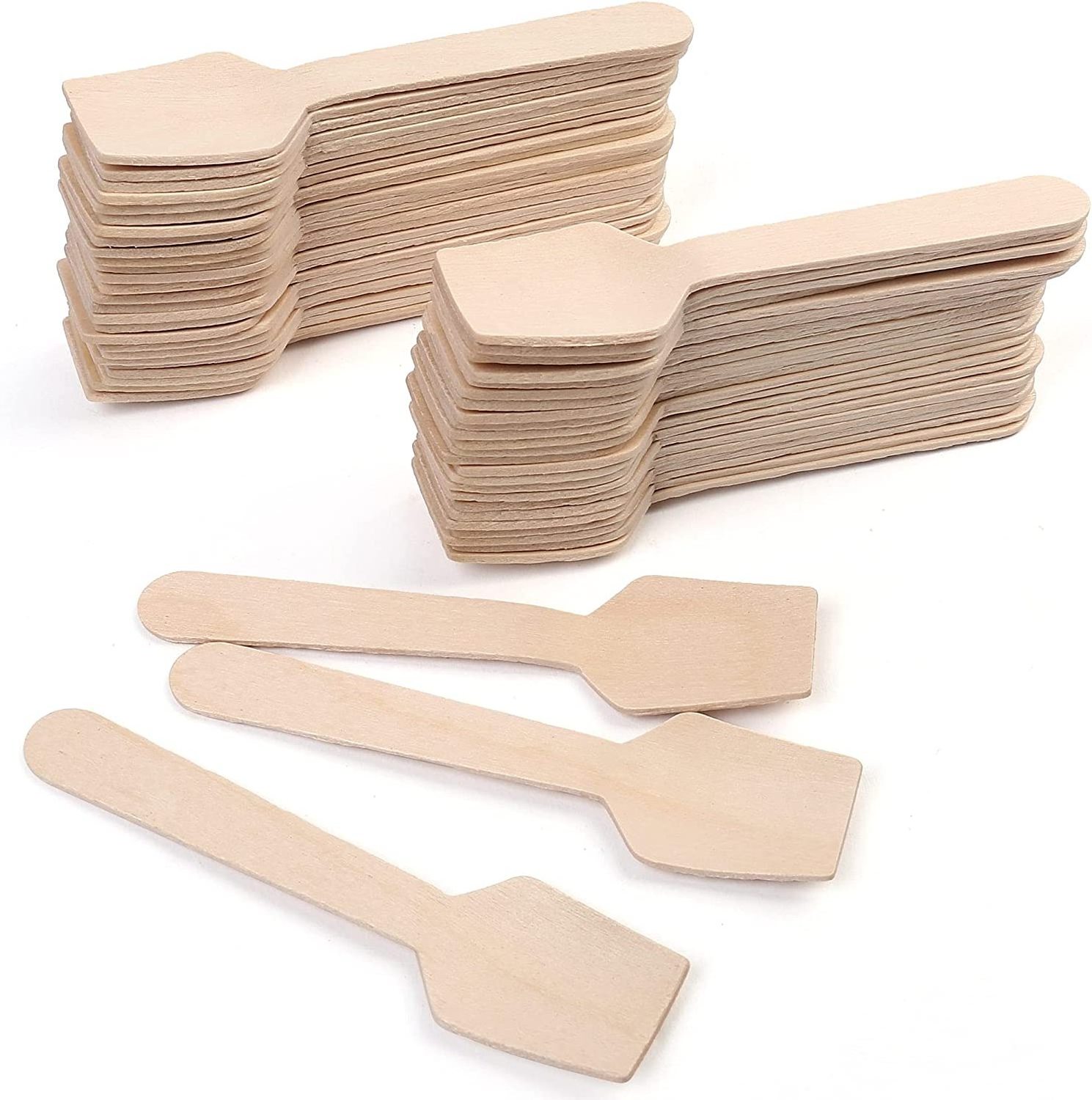 Wholesale Disposable Wooden Cutlery Set Spoon Bodegradable Birch Wooden Spade for Ice Cream Wooden Ice Cream Spoon