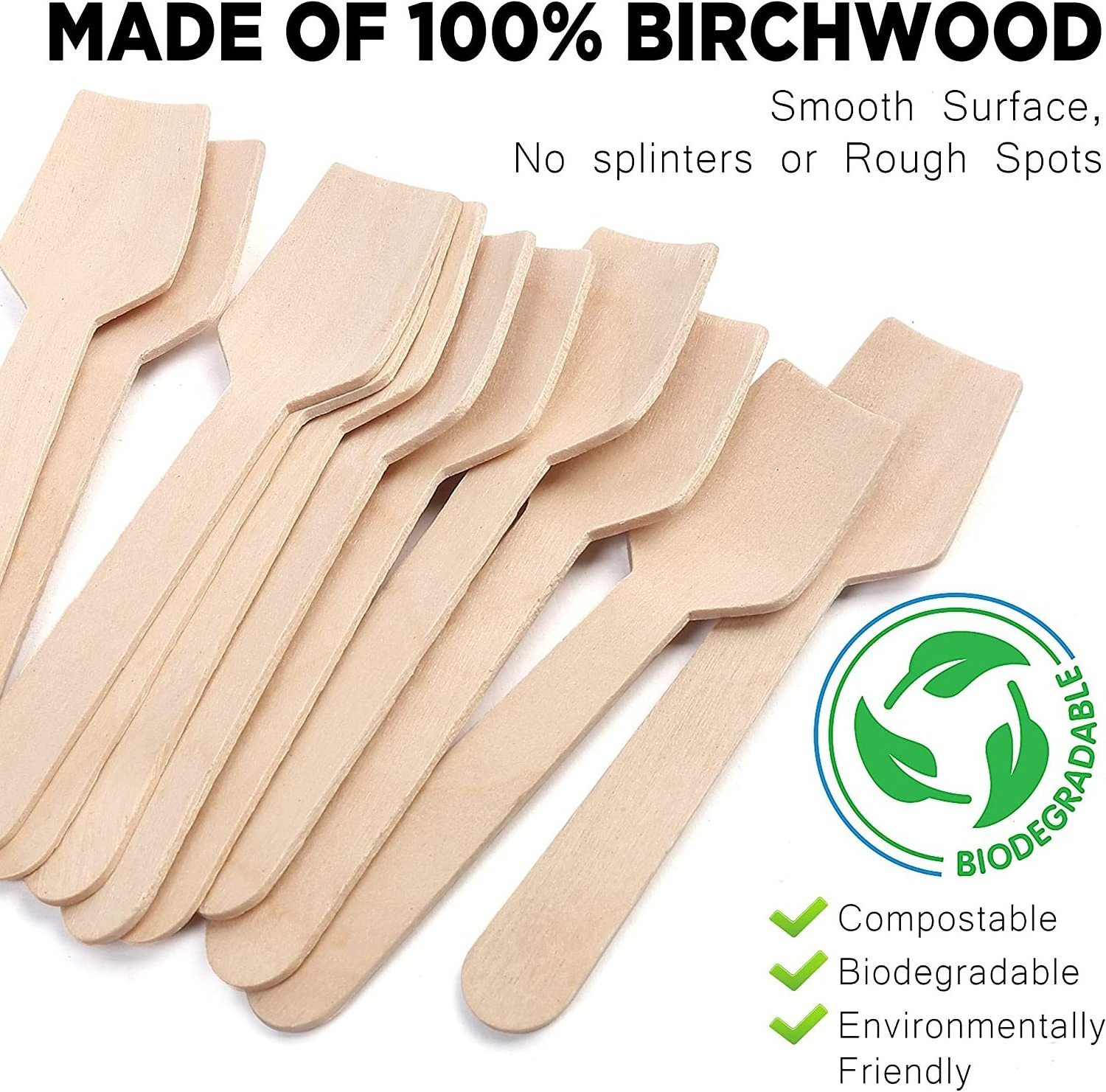 Wholesale Disposable Wooden Cutlery Set Spoon Bodegradable Birch Wooden Spade for Ice Cream Wooden Ice Cream Spoon