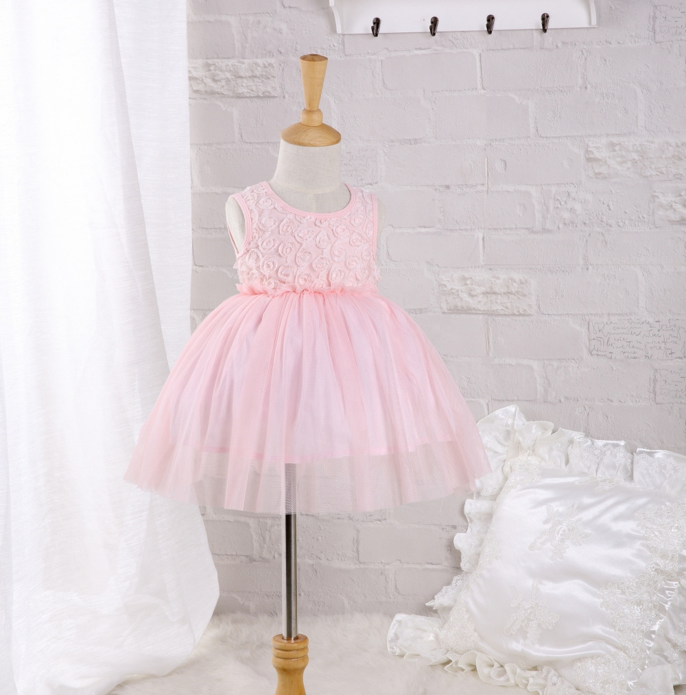 Baby girl newborn one year birthday rose Lace A-Line tulle Dress Baby infant toddlers Girls casual dress 0-5Y for summer