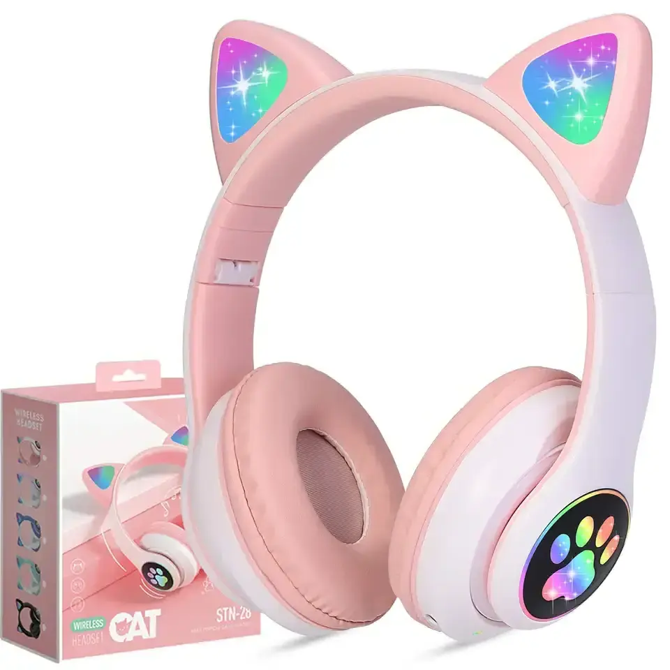 STN-28 Cat Ear Bluetooth Headphones Wireless Music Headset with Microphone girl Gaming and Sports headnsets