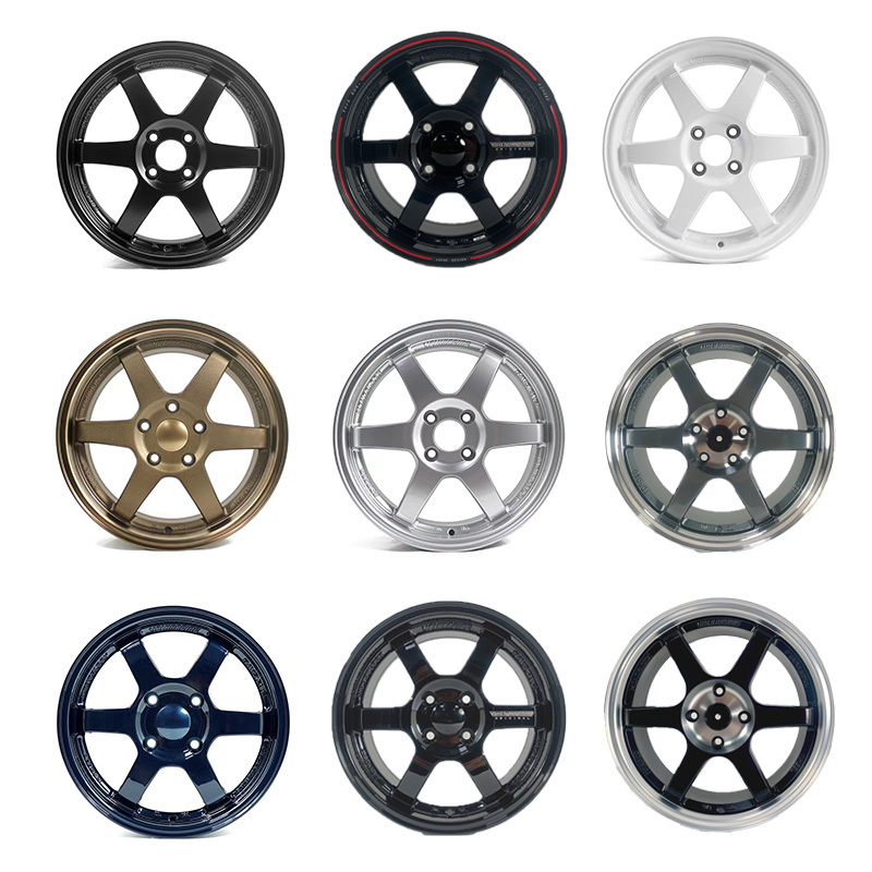 Factory Forged wheels TE37 design 14 16 17 15 inch 5 hole alloy wheel rim 4*100/114.3  5*114.3/112 Six Spoke rims