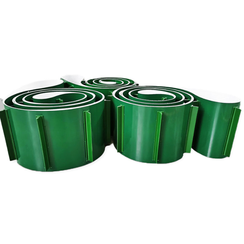 Portable Conveyor Belts for The Food Industry  Green PVC Conveyor Belt with Baffle Corrugated Pvc Belt