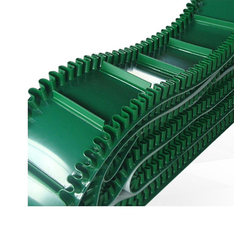 Portable Conveyor Belts for The Food Industry  Green PVC Conveyor Belt with Baffle Corrugated Pvc Belt