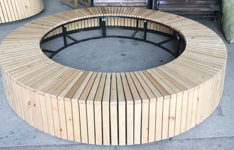 Street round park wooden round tree bench park bench for tree