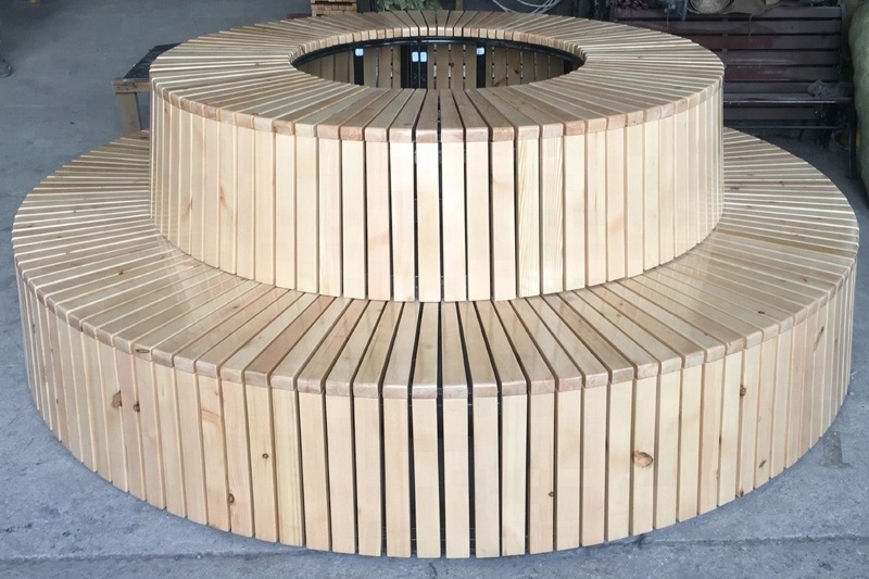 Street round park wooden round tree bench park bench for tree