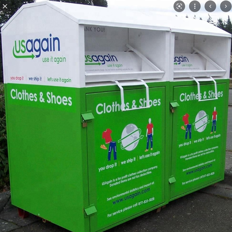 Outdoor Clothing&Shoes Drop Box Steel Charity Donation Center Used Book Clothes Shoes Donating Drop-Off recycling Bins