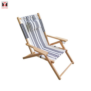 Wholesale Custom Adjustable lounge deck chair Folding Sun Loungers Wood Beach Chairs