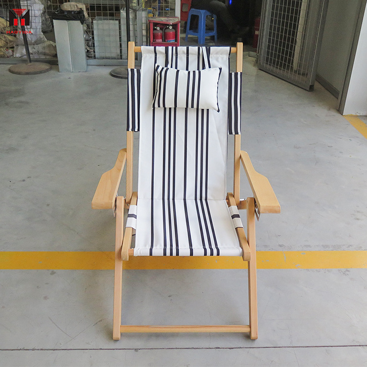 Wholesale Custom Adjustable lounge deck chair Folding Sun Loungers Wood Beach Chairs