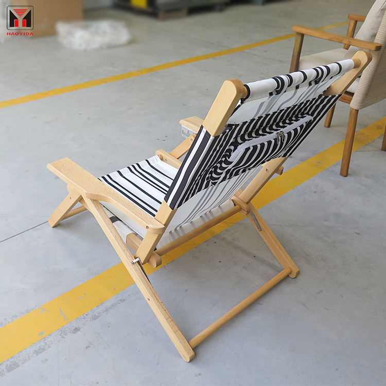 Wholesale Custom Adjustable lounge deck chair Folding Sun Loungers Wood Beach Chairs