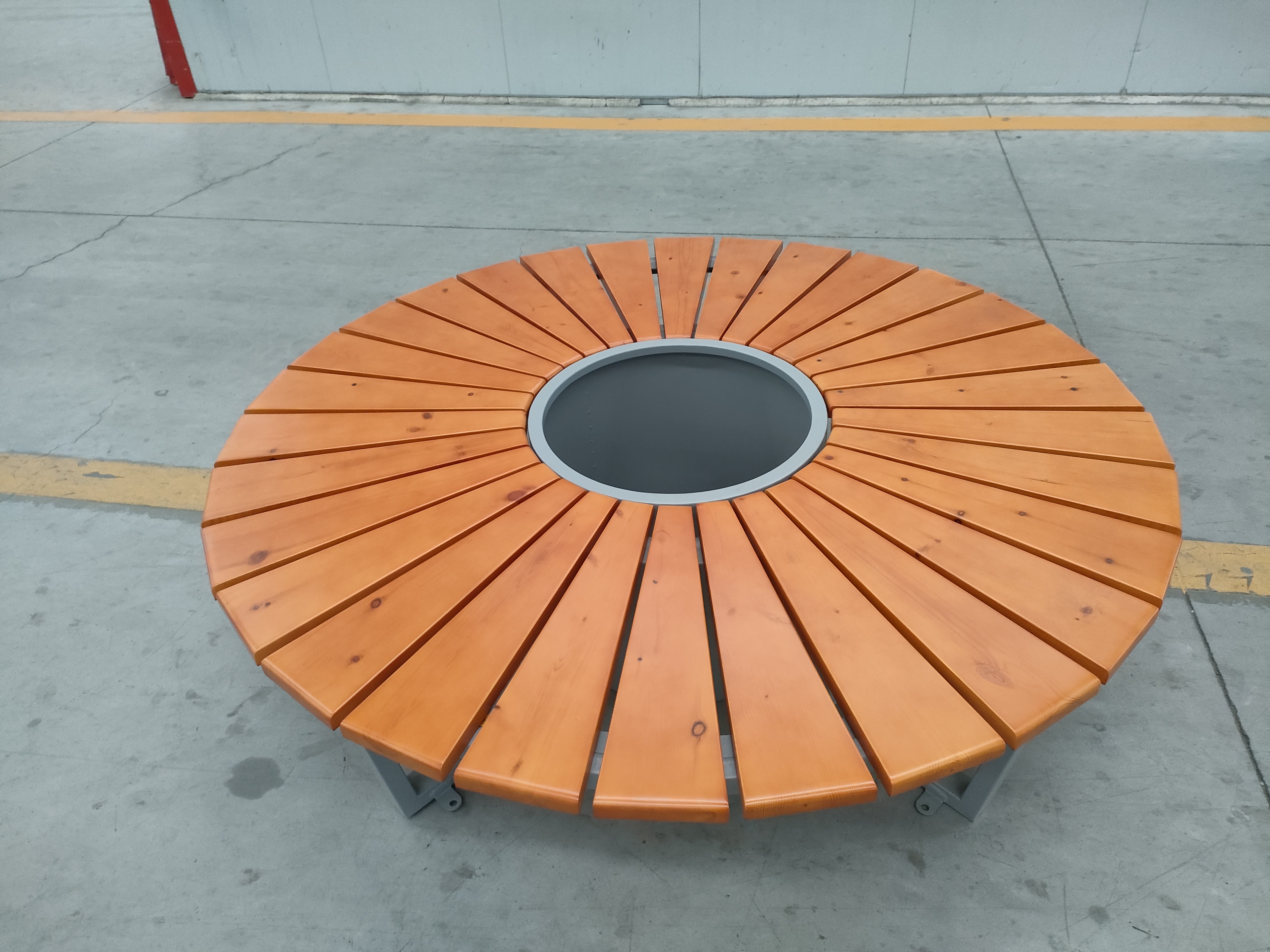 Outdoor Public Park Wooden Wrap-around Tree Bench