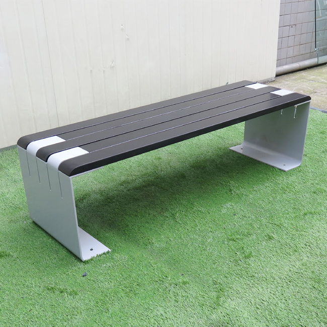 Outdoor Urban Street Modern Design Metal Wooden Bench Garden Park Pubic Steel Bench Custom Leisure Long Bench