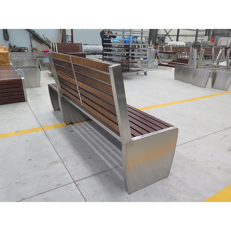 Customized outdoor wooden bench with back garden park wood public park bench furniture manufacturers