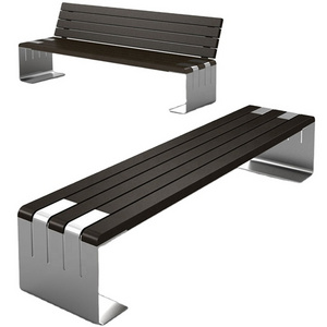 Outdoor Urban Street Modern Design Metal Wooden Bench Garden Park Pubic Steel Bench Custom Leisure Long Bench